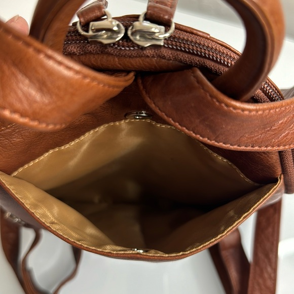 Osgoode Marley Teardrop Multi Zip Brandy Leather Backpack - Picture 8 of 14